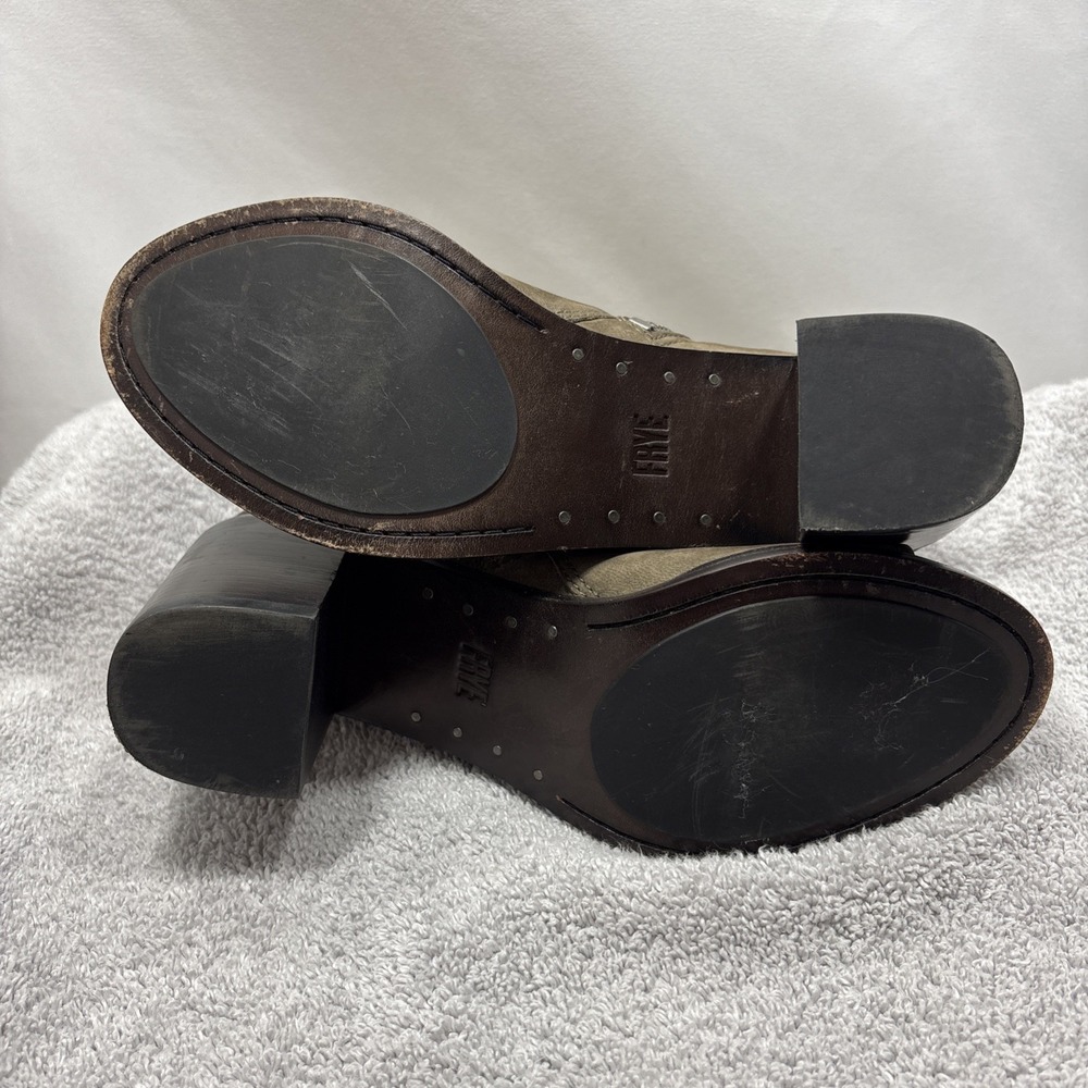Frye Gray Leather Peep Toe Booties Danika 3478035 Heeled Ankle Boots Size 6.5 M - Picture 10 of 16